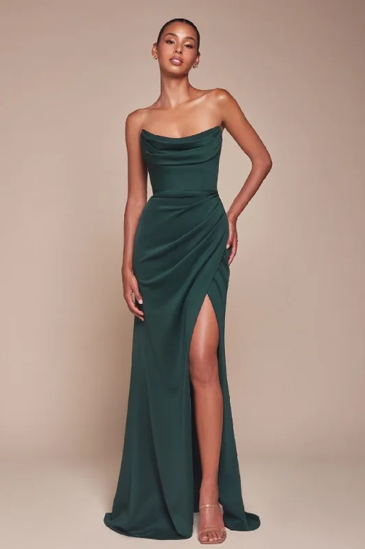 Grasie Bodycon Strapless Gown | Emerald Green