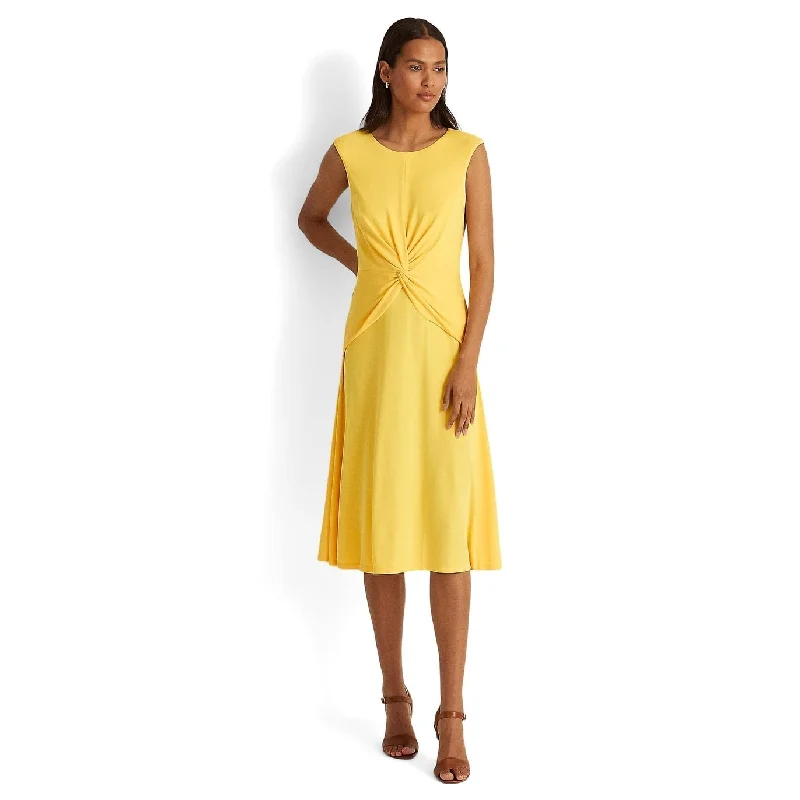 Ralph Lauren Women's Twist Front Jersey Dress Yellow Size 2