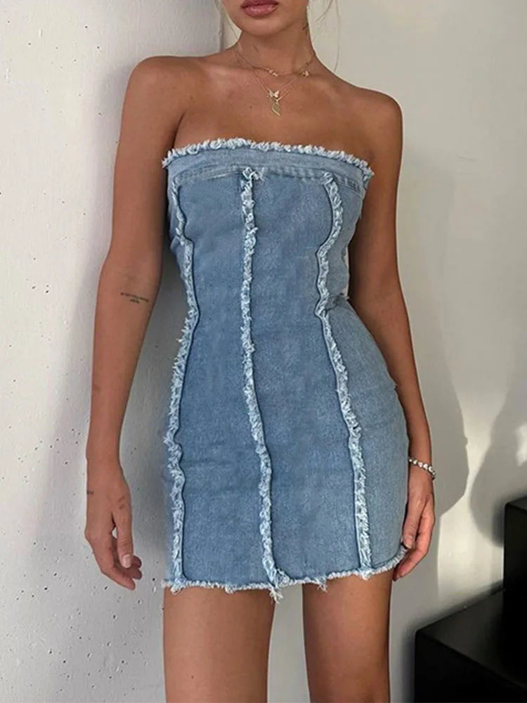 Denim Bodycon High Waist Sleeveless Casual Y2K Mini Dress