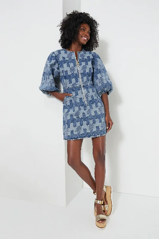 Patchwork Denim Bowhill Mini Dress