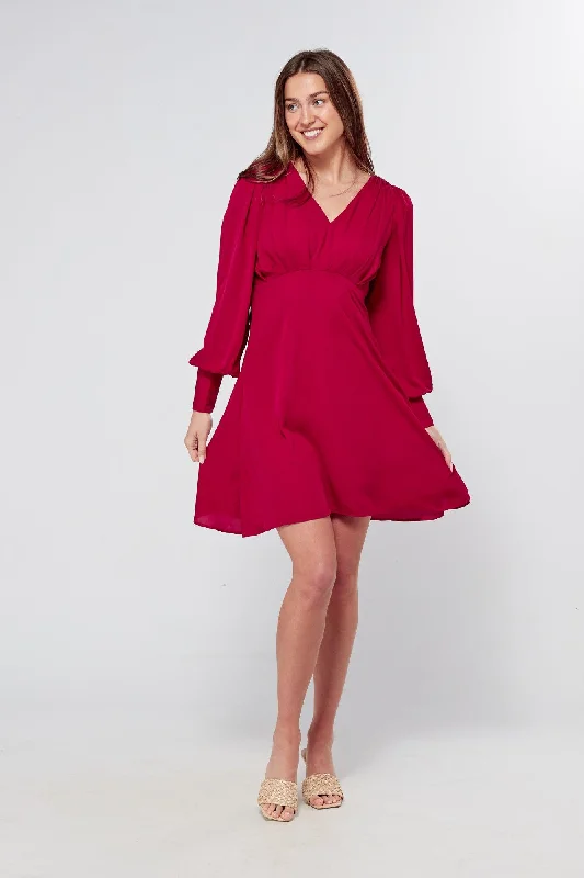 Sienna Red Georgette Mini Dress