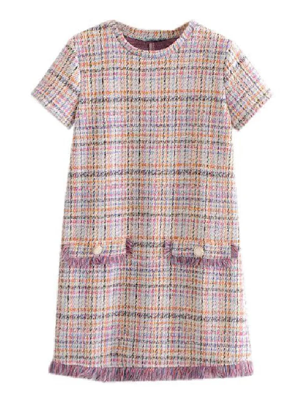 'Sonia' Short Sleeve Tweed Mini Dress