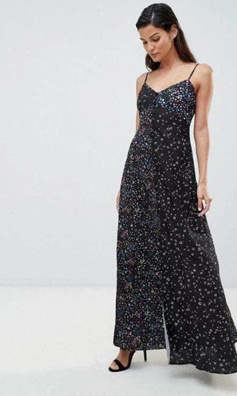 French Connection 71KBP - Dual Floral Fabric Sleeveless Maxi Dress