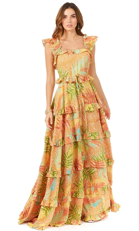 Lara Dresses 29280 - Tiered Floral Maxi Dress