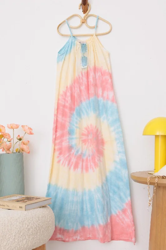 Girls Boho Tie-Dye Sleeveless Maxi Dress